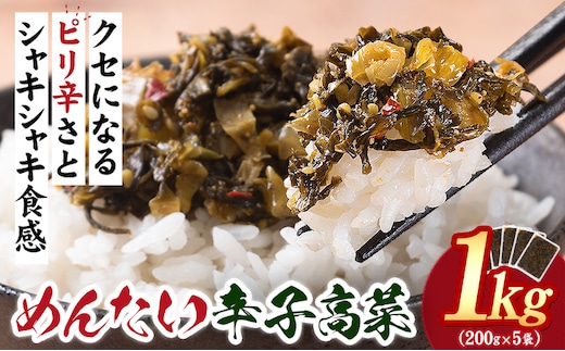 めんたい辛子高菜 計1kg (200g×5p)《30日以内に出荷予定(土日祝除く)》 福岡県 鞍手町 送料無料 辛子 明太子 めんたいこ 高菜 おかず ご飯のお供 大容量---kr_skrmt_30d_r7_5000_1kg---