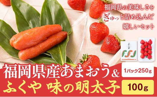 福岡県産あまおう & ふくや味の明太子 100g 南国フルーツ株式会社《2026年12月上旬-2027年3月末頃出荷》福岡県 鞍手町 あまおう いちご めんたいこ 明太子 セット 送料無料---skr_cnngkaf_af123_26_13500_100g---