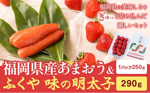 福岡県産あまおう & ふくや味の明太子 290g 南国フルーツ株式会社《2026年12月上旬-2027年3月末頃出荷》福岡県 鞍手町 あまおう いちご めんたいこ 明太子 セット 送料無料---skr_cnngkaf_af123_26_21000_290g---