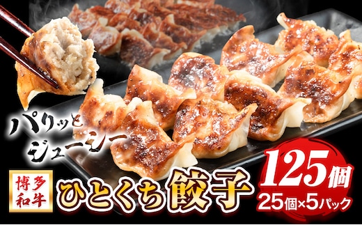 餃子 一口餃子 ひとくち 博多和牛 冷凍 25個 × 5パック 125個 清柳食産《30日以内に順次出荷(土日祝除く)》九州産 牛 肉 送料無料 冷凍 鞍手郡 鞍手町 牛肉 肉料理 和牛 博多和牛 揚げ餃子 水餃子---skr_fsrhtktgz_30d_r7_13000_125i---