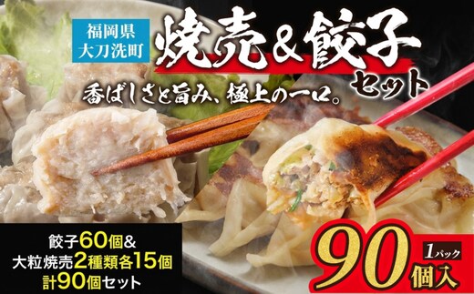 餃子菜館 餃子 60個 & 大粒 しゅうまい 2種類 各15個 計90個セット 酢醤油付き