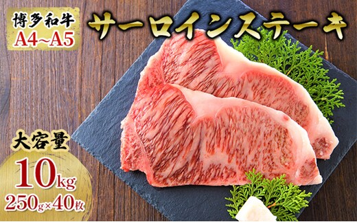 牛肉 サーロインステーキ 合計10kg 博多和牛 A4～A5 セット 250g×40枚 配送不可：離島