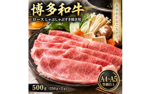 【厳選部位】【A4～A5】博多和牛ロースしゃぶしゃぶすき焼き用 500g (250g×2p) | 牛肉 ブランド牛 国産 和牛 福岡 博多 すき焼き しゃぶしゃぶ CP058b