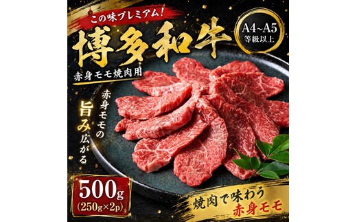 この味プレミアム！【A4～A5】博多和牛赤身モモ焼肉用 500g (250g×2p) | 牛肉 ブランド牛 国産 和牛 福岡 博多 BBQ CP069b