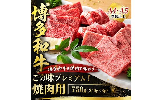 ここの味プレミアム！【A4～A5】博多和牛焼肉用 750g (250g×3p) | 牛肉 ブランド牛 国産 和牛 福岡 博多 BBQ CP068c