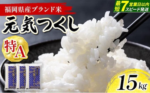 【最短7営業日以内発送】福岡県産米 元気つくし 15kg 令和8年産 ※北海道・沖縄・離島は配送不可【精米 8年産 国産 福岡県産 お米 ブランド米 15kg げんきつくし】 CY024