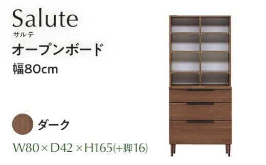 オープンボード Salute サルテ 幅80cm DK ダーク ブラウン 家具 収納 書棚 本棚 完成品 【北海道・東北・沖縄・離島不可】CN016-DK