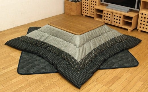 和モダンこたつ掛敷セットゆかり（205×205）（ブラック） AA109