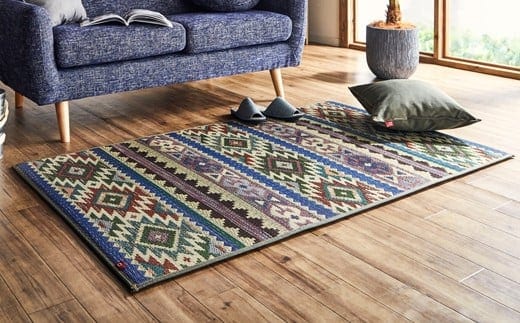 デニム使用い草マットルークス（95×150）（カーキ） AA073