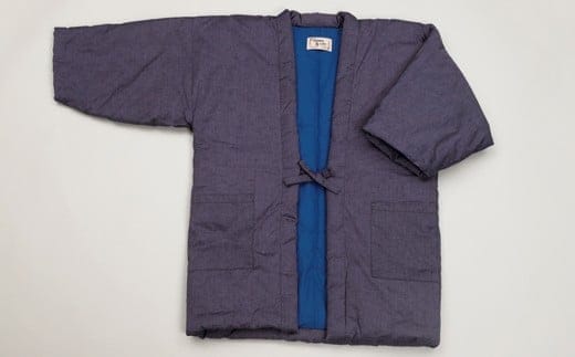 久留米はんてん 紳士紬はんてん フリーサイズ（パープルグレー） BA008