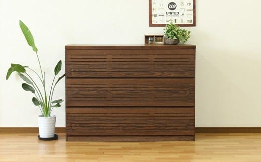 【開梱・設置】ラスティー 120cm ローチェスト（ウォールナット） AX030