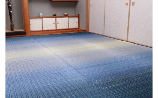 掛川織り福岡花ござ「大自然」海（6畳 261×352cm） AA308