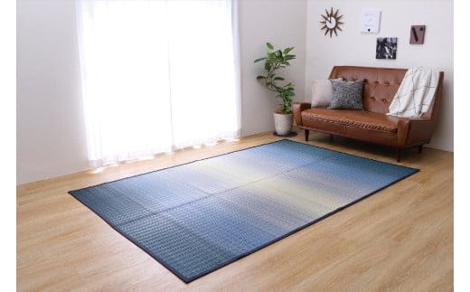 掛川織り福岡花ござ「大自然」海（3畳 174×261cm） AA307