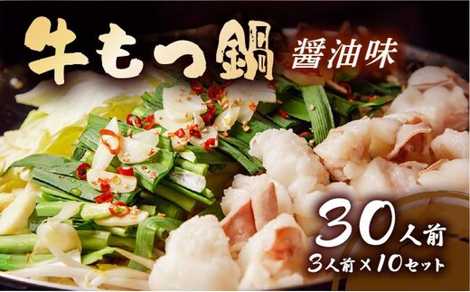 牛もつ鍋 醤油味 30人前セット(3人前×10セット) CF14