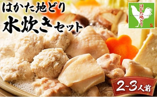 はかた地どり水炊きセットA 2～3人前｜水炊き 地どり 地鶏 鍋 鶏 水炊きセット 大木町【CV007】