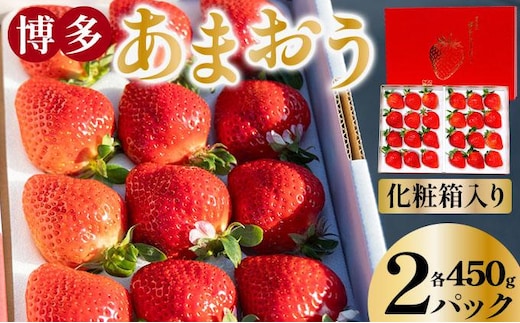 【先行予約】博多あまおうEX 2パック（約450g×2パック）化粧箱入り【AG014】| いちご 苺 フルーツ 福岡県産 あまい 大粒 季節限定 ギフト プレゼント 贈り物 フルーツギフト 誕生日 果物 高級 手土産 箱 デラックス お中元