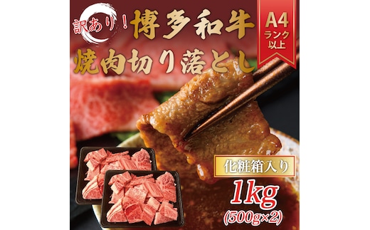 訳あり！【A4～A5】博多和牛焼肉切り落とし(肩ロース・バラ) 1kg(500g×2p) [a9461] 株式会社Meat Plus ※配送不可：離島【返礼品】添田町 ふるさと納税