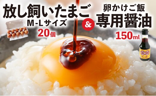 放し飼いたまご「かぐやひめ」20個＆専用醤油 C01806