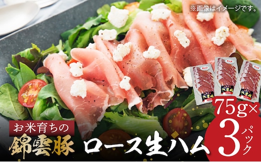 【ブランド豚肉】お米育ちの「錦雲豚」 ロース生ハム 3パック FN1305