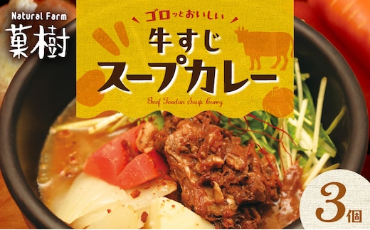 【ナチュラルファーム菓樹】牛すじスープカレー 3個セット NK0406