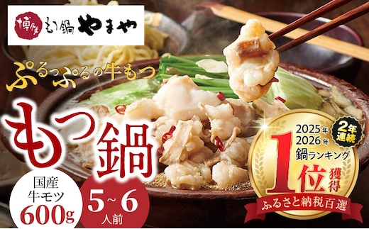 国産牛モツたっぷり600g！大容量5-6人前 やまやの博多もつ鍋セット TY2802
