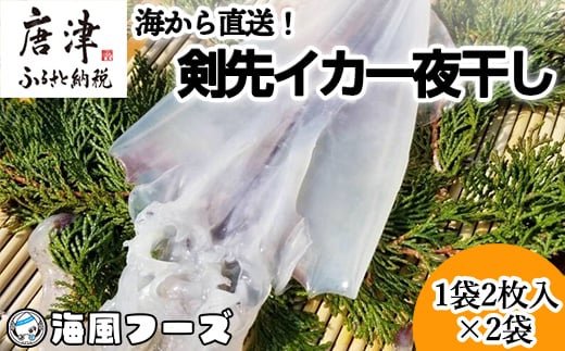 海から直送！剣先イカ一夜干し1袋2枚入り(200ｇ)×2袋 いか おつまみ 干物 酒の肴