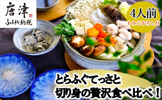 唐津産 とらふぐてっさと切り身の贅沢食べ比べ！4人前