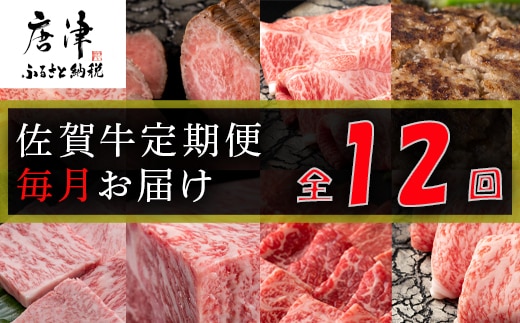 【定期便全12回】佐賀牛定期便「サーロイン(2回)・ローストビーフ(3回)・肩ロース・ハンバーグ(2回)・ロースブロック・カルビ(ロース)・カルビ(モモ)・しゃぶしゃぶ(ウデ)」 毎月発送いたします!