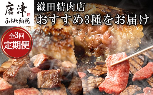 「全3回定期便」極みハンバーグ・佐賀牛サイコロステーキ・佐賀牛焼肉用をご寄付の翌月から3回お届け！