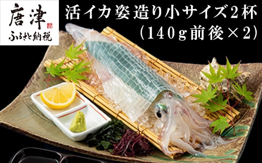 活イカ姿造り小サイズ(140g)2杯セット！鮮度抜群 捌きたて瞬間冷凍 いか活造り 刺身 簡単 呼子 ギフトト