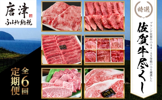 「定期便全6回」 佐賀牛づくし 寄附翌月から発送 (合計2.7kg) A5～A4等級 ギフト 贈り物