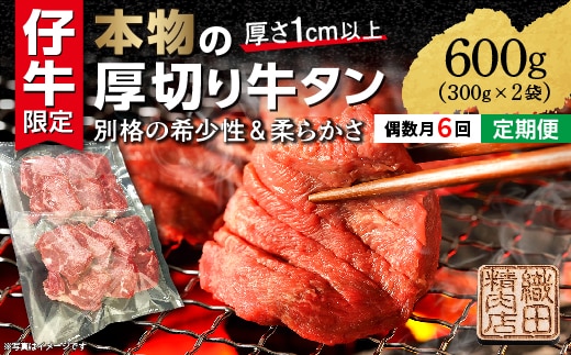 【定期便 偶数月×６回】厚切り牛タンステーキ 塩味 600g×6回 定期便 _k-28
