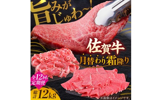 【2026年2月以降発送開始】【全12回定期便】旨みじゅわ～ A4 A5 佐賀牛 霜降り定期便 12,000g 総計12kg 吉野ヶ里町/ミートフーズ華松 [FAY024]