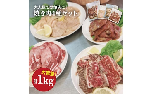 【大容量・味付き】お肉の味にとことんこだわった！！焼き肉4種セット計1kg（和牛ハラミ 400g / 豚ハラミ・丸腸・シマ腸 各200g）吉野ヶ里町/三田川ホルモン専門店 [FAC011]