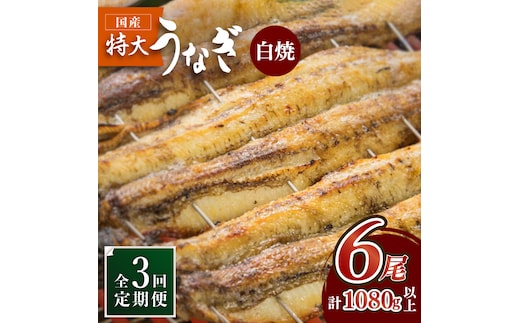 ふっくらジューシーのこだわりうなぎ【3回定期便】国産うなぎの白焼 6枚セット×3回【丸安】 [FAD018]