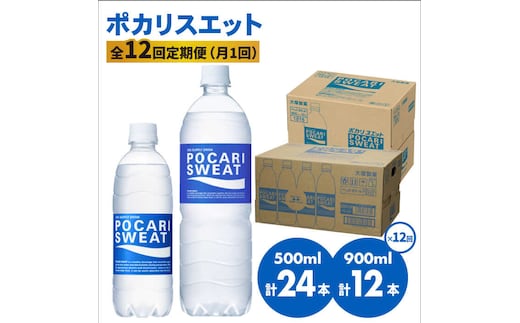 【熱中症対策】＜12回定期便＞ 500ml×24本 900ml×12本セット ポカリスエット 大塚製薬株式会社/吉野ヶ里町 [FBD020]