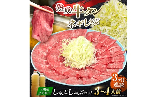 【全3回定期便】九州産 黒毛和牛 牛タンしゃぶしゃぶセット 500g 計1.5kg 吉野ヶ里町/やきとり紋次郎 [FCJ072]