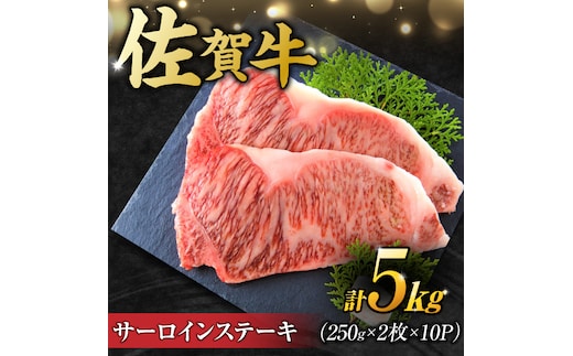 【不揃い訳あり】佐賀牛 サーロインステーキ 5kg （ 250g 2枚入り×10パック） 吉野ヶ里町 [FDB012]