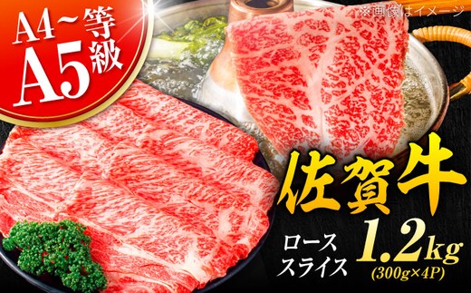 大容量・小分け！ 艶さし 佐賀牛 ローススライス 1.2kg （300g×4p） 吉野ヶ里町 [FDB020]