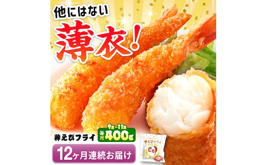 【全12回定期便】水産高校賞受賞！無頭「神えびフライ」9尾～11尾(400g)吉野ヶ里町/EBI研究所 [FDE013]