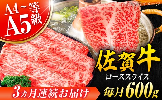 【全3回定期便】小分けが嬉しい！ 艶さし 佐賀牛 ローススライス 600g（300g×2P） 吉野ヶ里町 [FDB054]