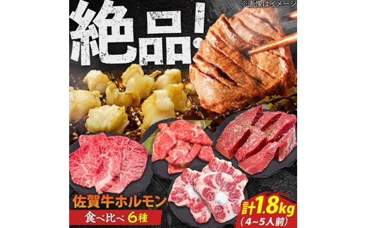 佐賀牛6種食べ比べ！ ホルモンバラエティセット 1.8kg 4-5人前 盛り合わせ タン・小腸など 吉野ヶ里町/やきとり紋次郎 [FCJ090]