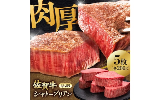 佐賀牛ヒレシャトーブリアン 200g×5枚 吉野ヶ里町/久田精肉店 [FDN009]
