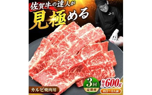 【2026年2月以降発送開始】【全3回定期便】高評価! 佐賀牛 カルビ 600g 肉 牛 牛肉 吉野ヶ里町/ミートフーズ華松 [FAY102]