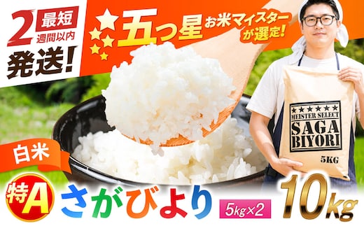 五つ星お米マイスター厳選！さがびより 白米 10kg（5kg×2袋） 吉野ヶ里町/大塚米穀店 [FCW046]