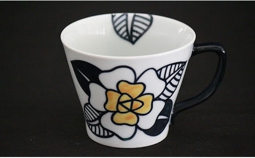 バラのマグカップ（黄）【やきもの工房こすず】フリーカップ スタイリッシュ＆モダン A12-181