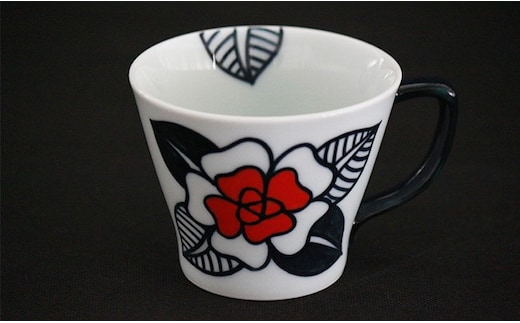 バラのマグカップ（赤）【やきもの工房こすず】フリーカップ スタイリッシュ＆モダン A12-182