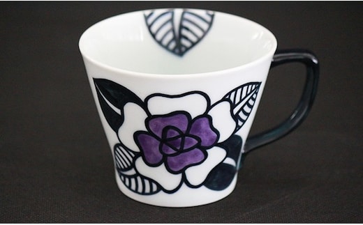 バラのマグカップ（紫）【やきもの工房こすず】フリーカップ スタイリッシュ＆モダン A12-183