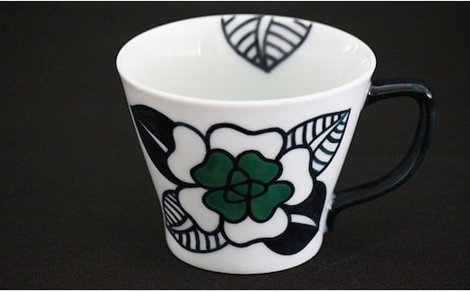 バラのマグカップ（緑）【やきもの工房こすず】フリーカップ スタイリッシュ＆モダン A12-184