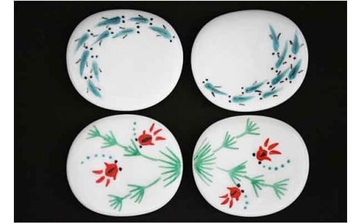 金魚とめだかの箸置き (楕円) やきもの工房こすず A12-197